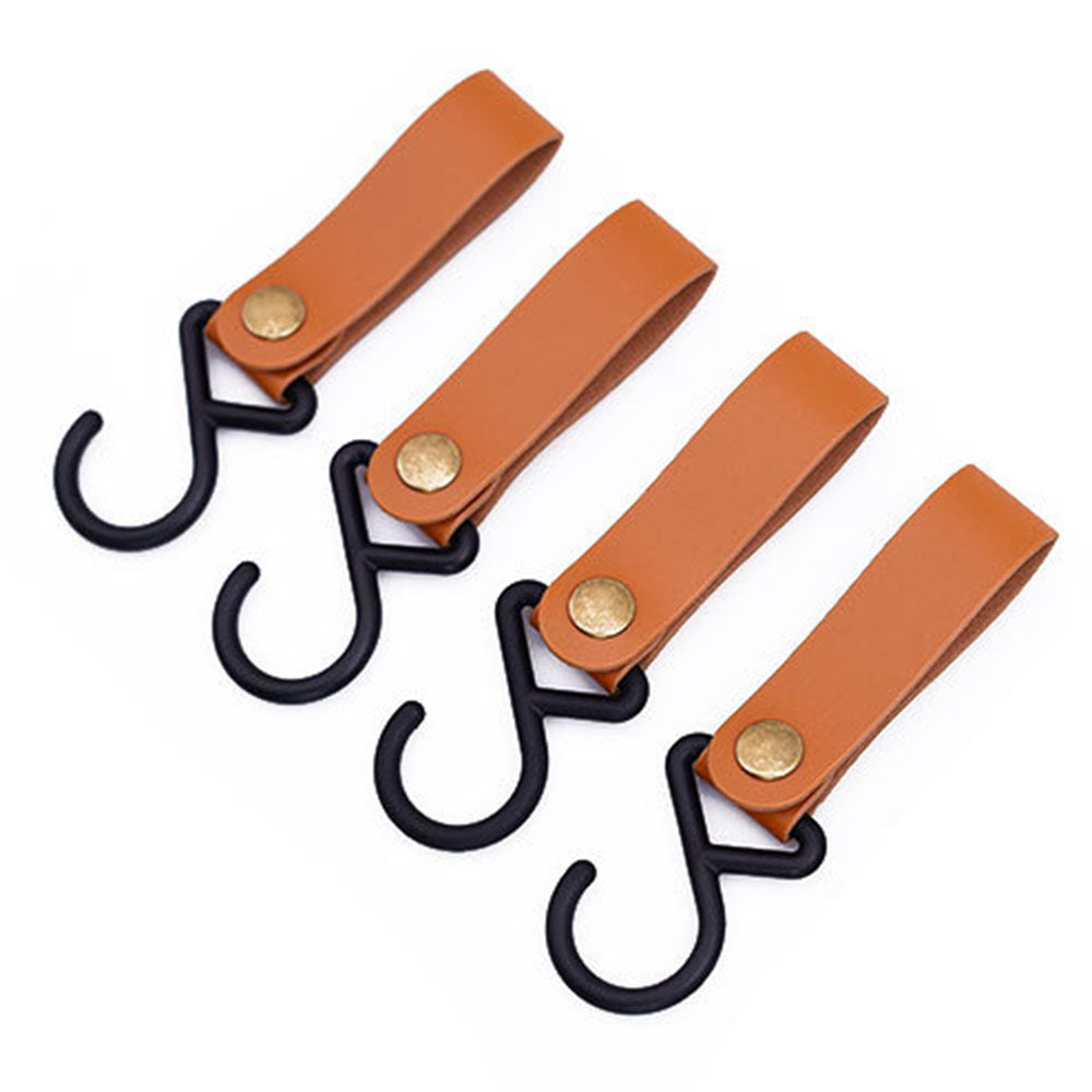 AOTU 4Pcs PU Leather Strap S-Shape Plastic Hooks for Outdoor Camping Hanging Pots Pans AOTU 4Pcs PU Leather Strap S-Shape Plastic Hooks for Outdoor Camping Hanging Pots Pans